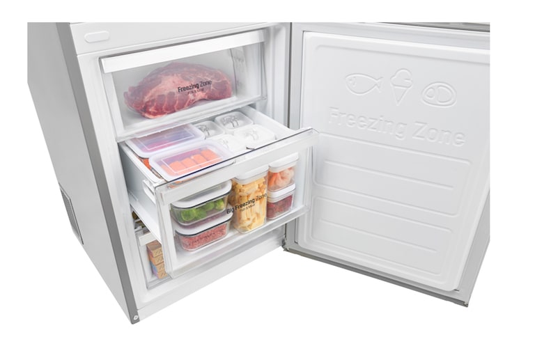 LG Hrubý objem 375 l | 161 kWh/rok | LG Lineární invertorový kompresor | LG Total No Frost | Multi-Air Flow™ | NatureFRESH | Vnější LED displej | Smart Diagnosis™, GBB60NSYXE